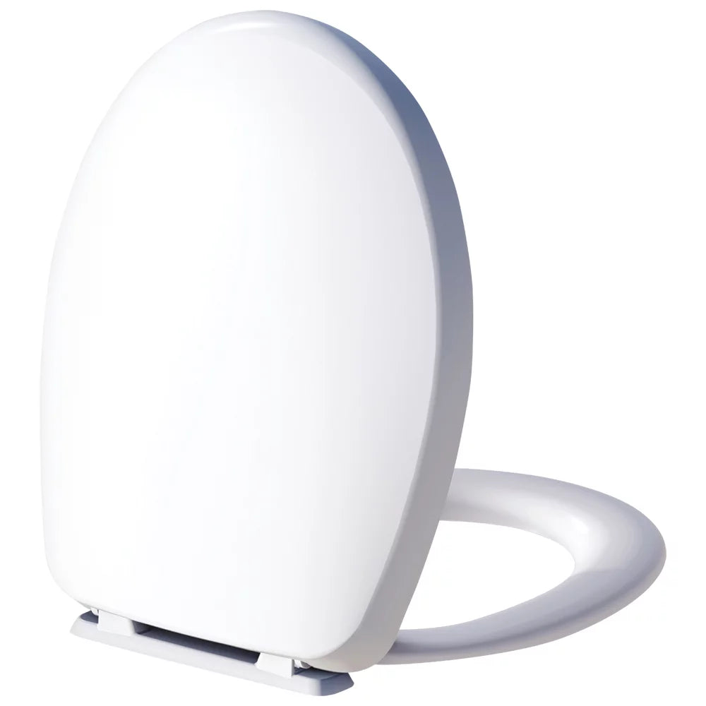 Abattant WC universel Orly 2, plastique blanc avec charnières en acier inoxydable