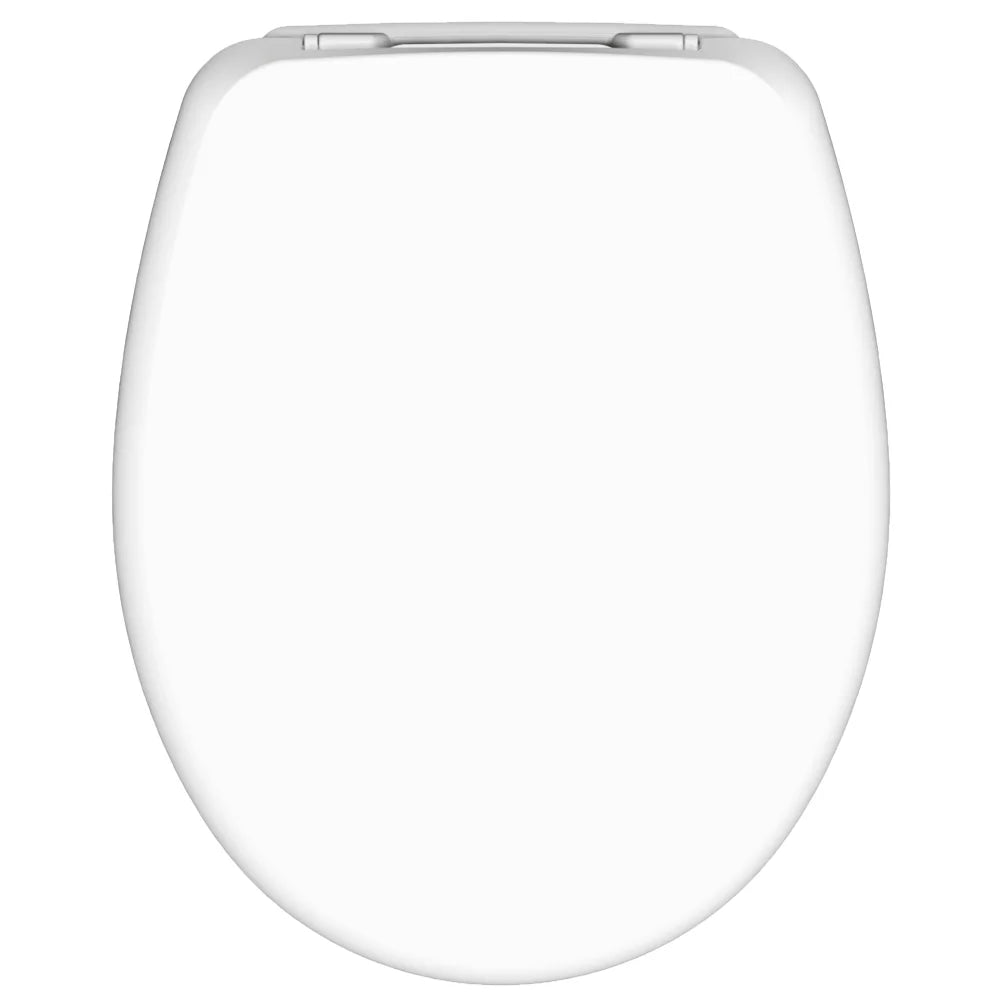 Abattant WC universel Orly 2, plastique blanc avec charnières en acier inoxydable