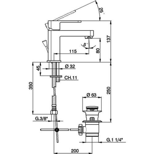 CISAL Roadster chromé Mitigeur monocommande pour lavabo 